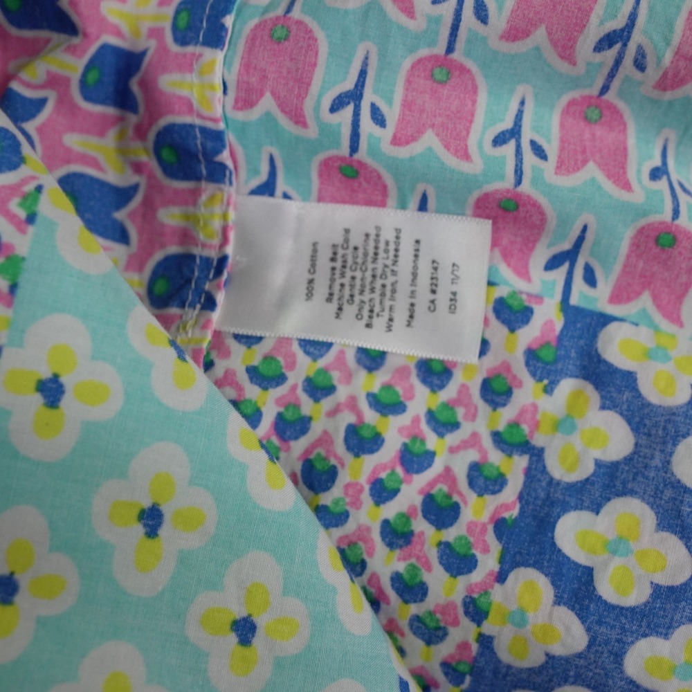 Talbots Islands Shirt Dress Womens 16W Multicolor Patchwork Floral Tulip Belted - Picture 13 of 16
